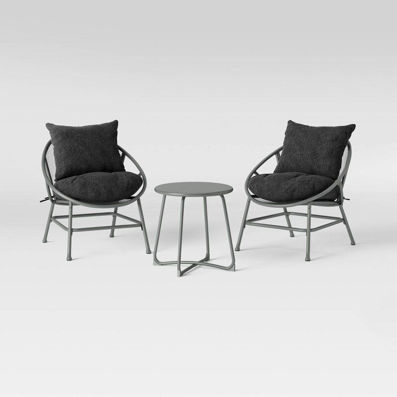 3pc Metal mesh patio chair and table