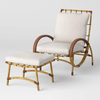 Sculptured patio set chair and ottoman