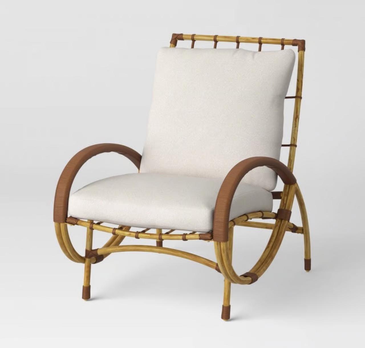 Sculptured patio set chair and ottoman
