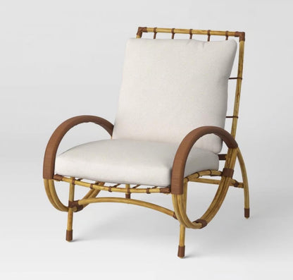 Sculptured patio set chair and ottoman