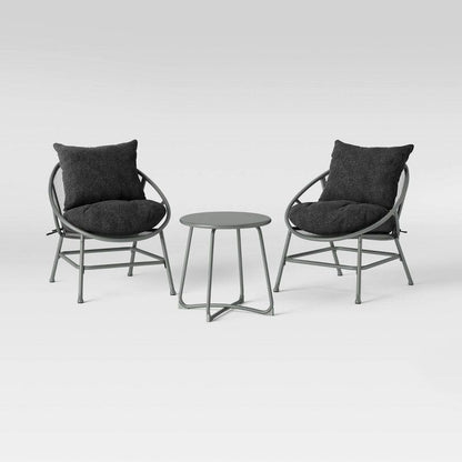 3pc Metal mesh patio chair and table
