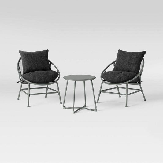 3pc Metal mesh patio chair and table